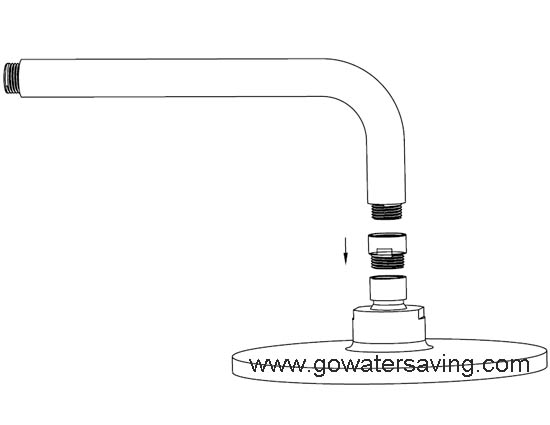 Top shower water saving connector install instruction